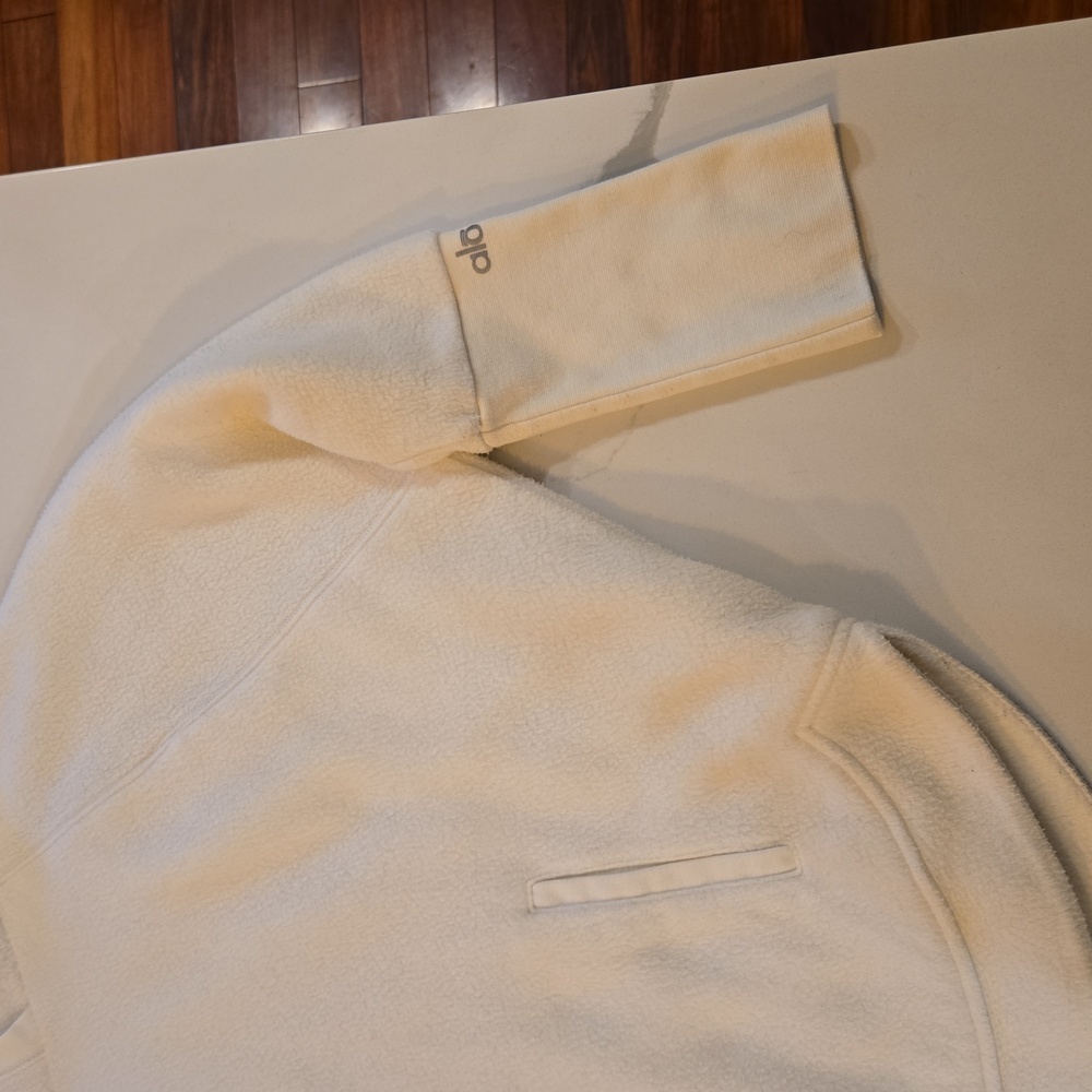 Alo Yoga Womens Activewear Sherpa Pullover Hoodie Cream White Size Medium - Picture 4 of 10